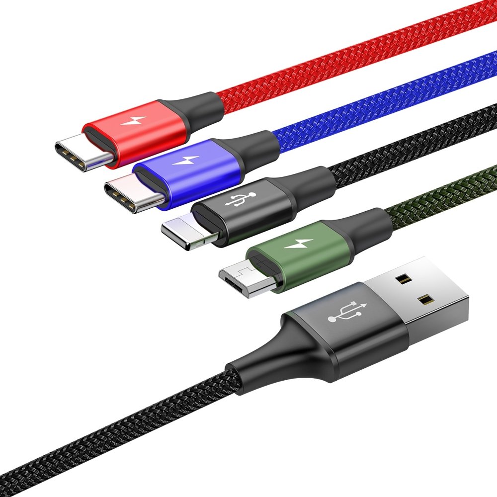 Baseus Rapid USB to Lightning / 2x USB Type C / micro USB Nylon Braided Cable 3.5A, 1.2m | Зарядный... (3)
