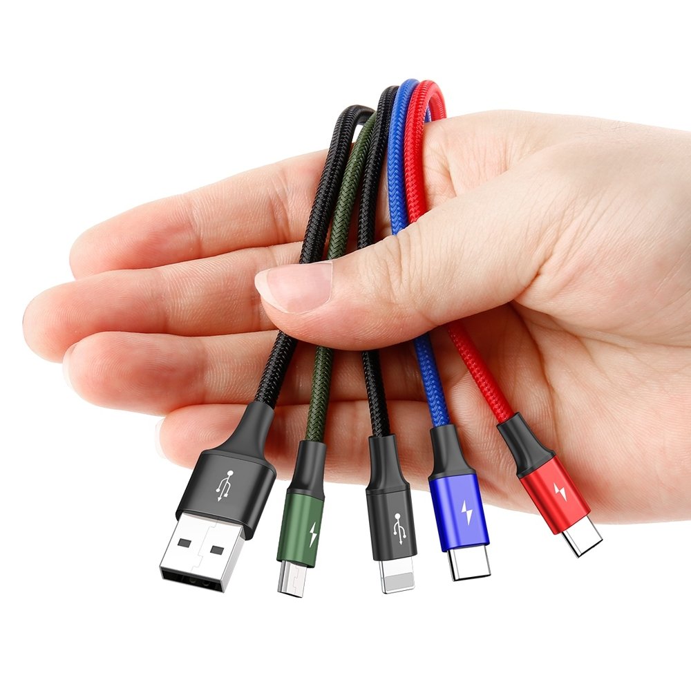 Baseus Rapid USB to Lightning / 2x USB Type C / micro USB Nylon Braided Cable 3.5A, 1.2m | Зарядный... (4)