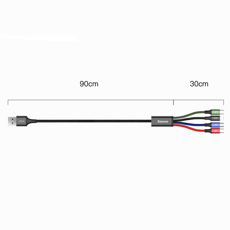 Baseus Rapid USB to Lightning / 2x USB Type C / micro USB Nylon Braided Cable 3.5A, 1.2m | Зарядный... (6)