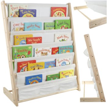 Детский книжный стеллаж Kruzzel 25809, 6 тканевых полок, деревянный каркас
