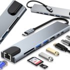 USB-C хаб адаптер 8-в-1 с 4K 60Гц HDMI, 100Вт PD, Ethernet, 2x USB 3.0, SD