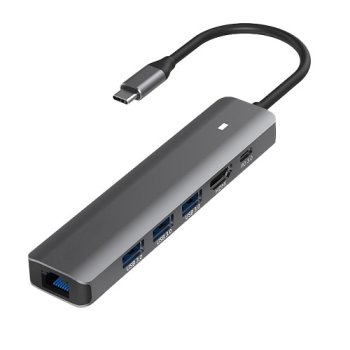 Aдаптер USB Type-C - HDMI, LAN, 3x USB 3.0 Type-A, USB Type-C PD100W