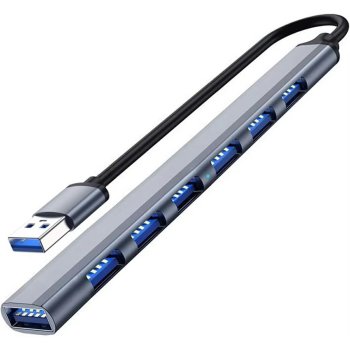 Тонкий USB-хаб на 7 портов 1x3.0 6x2.0, графитовый