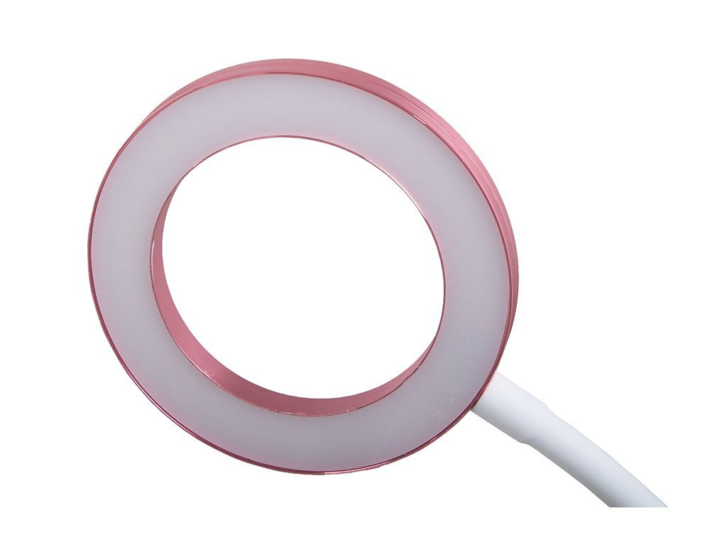 Настольная лампа с 24 LED и зажимом, гибкая, бело-розовая (0)