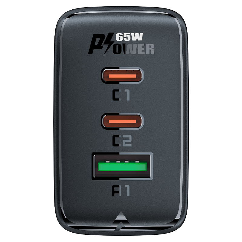 Acefast быстрый зарядный адаптер GaN (2xUSB-C / USB-A) PPS / PD / QC4+ 65W чёрный (A41) (2)
