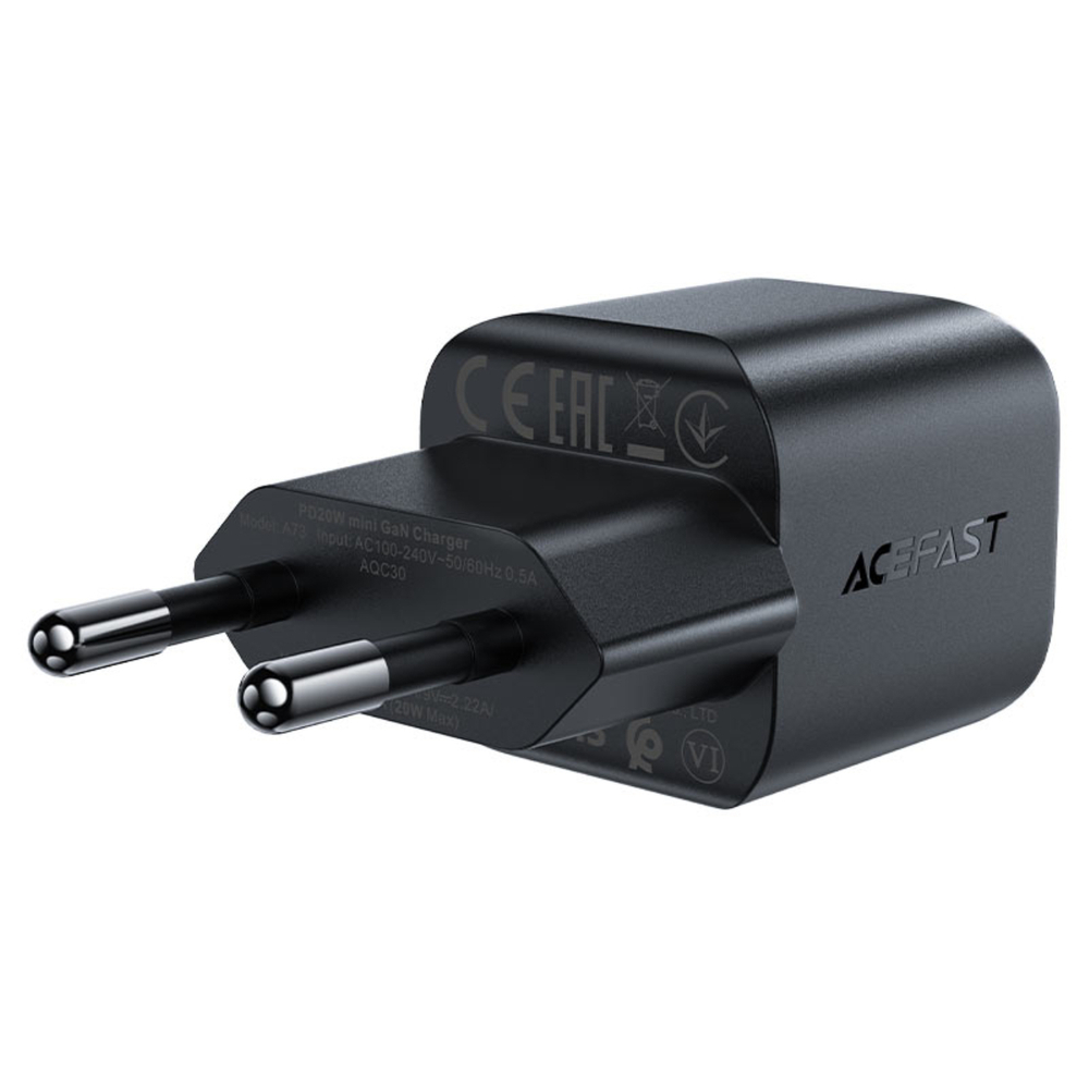 Acefast A73 Mini PD 20W GaN USB-C сетевое зарядное устройство – чёрное (2)