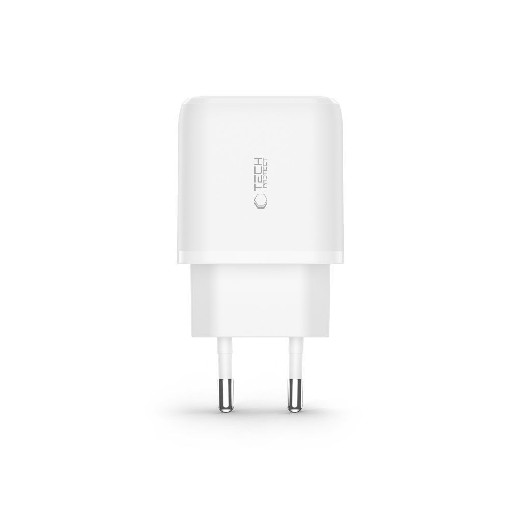 Сетевое зарядное устройство Tech-Protect C20W USB-C PD 20W / USB-A QC 3.0 - белое (1)