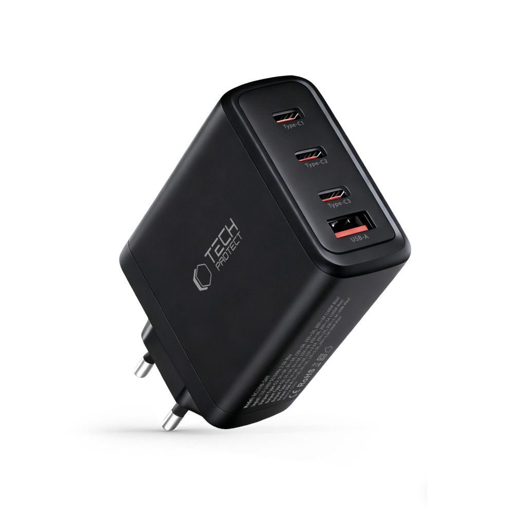 Сетевое зарядное устройство Tech-Protect NC120W-GAN 4-портовое 120Вт – черное (0)