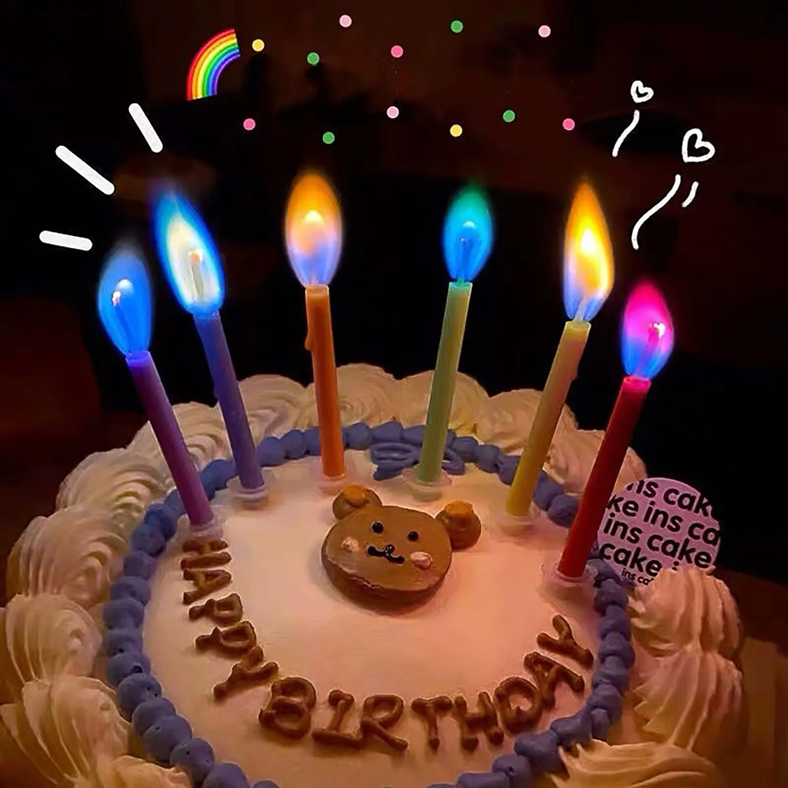 Свечи на праздник для торта "Разноцветное пламя", 6 см х 6 шт. | Holiday candles for the cake