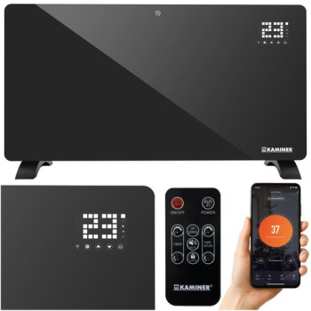 Стеклянный электрический обогреватель Kaminer Zelva 2500Вт с WiFi и...