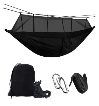 Туристический Садовый Гамак с Москитной Сеткой - 260x140см, Чёрный | Hammock with Mosquito Net