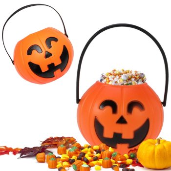 Ведро для Конфет на Хэллоуин Тыква, 15см x 13см | Halloween Candy Bucket