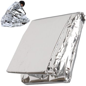 Спасательное термоодеяло 140x210 см, серебристое