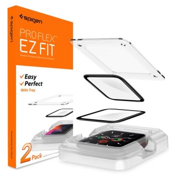 Apple Watch 4 / 5 / 6 / SE (44 mm) Spigen "EZ FIT" Tempered Glass Screen Protector 2 pcs. | Защитное...