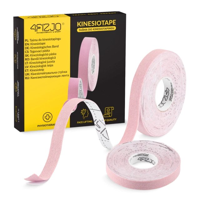 Кинезио тейп для лица 4FIZJO 5 м x 1 см, светло-розовый