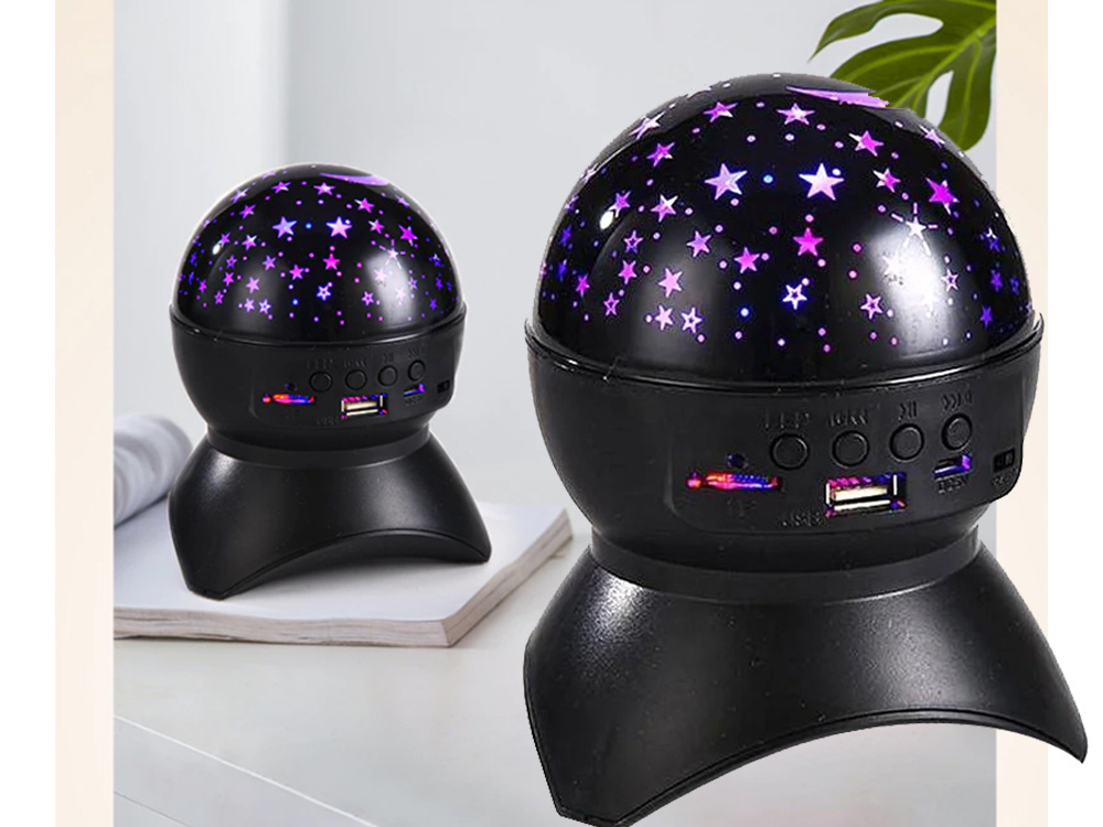 Ночник-проектор звездного неба LED с Bluetooth колонкой и USB, черный (3)