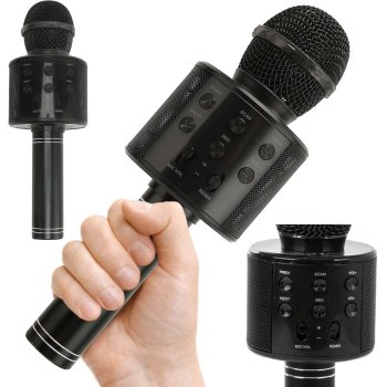 Bezvadu karaoke mikrofons ar Bluetooth skaļruni un balss modulatoru
