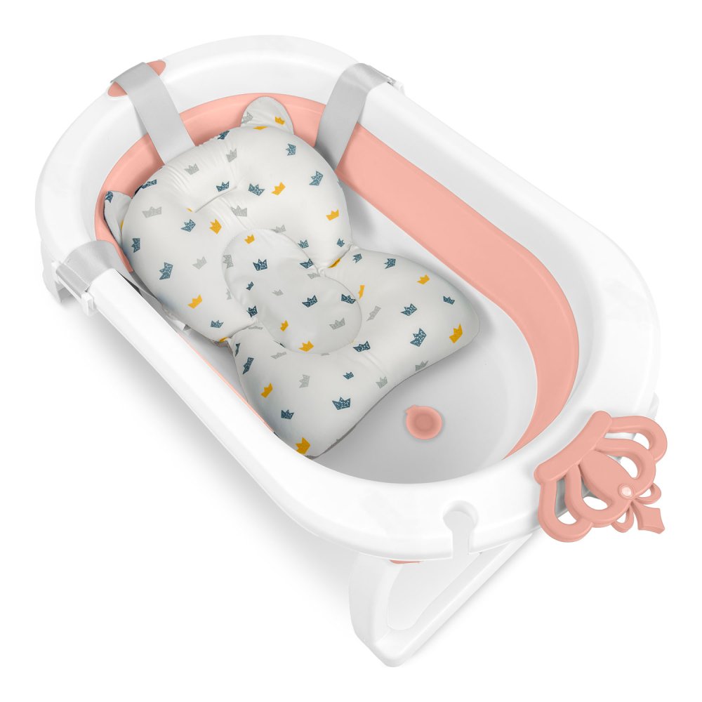 Saliekama bērnu vanniņa zīdaiņiem ar ieliktni Ricokids RK-286, balta-rozā (0)