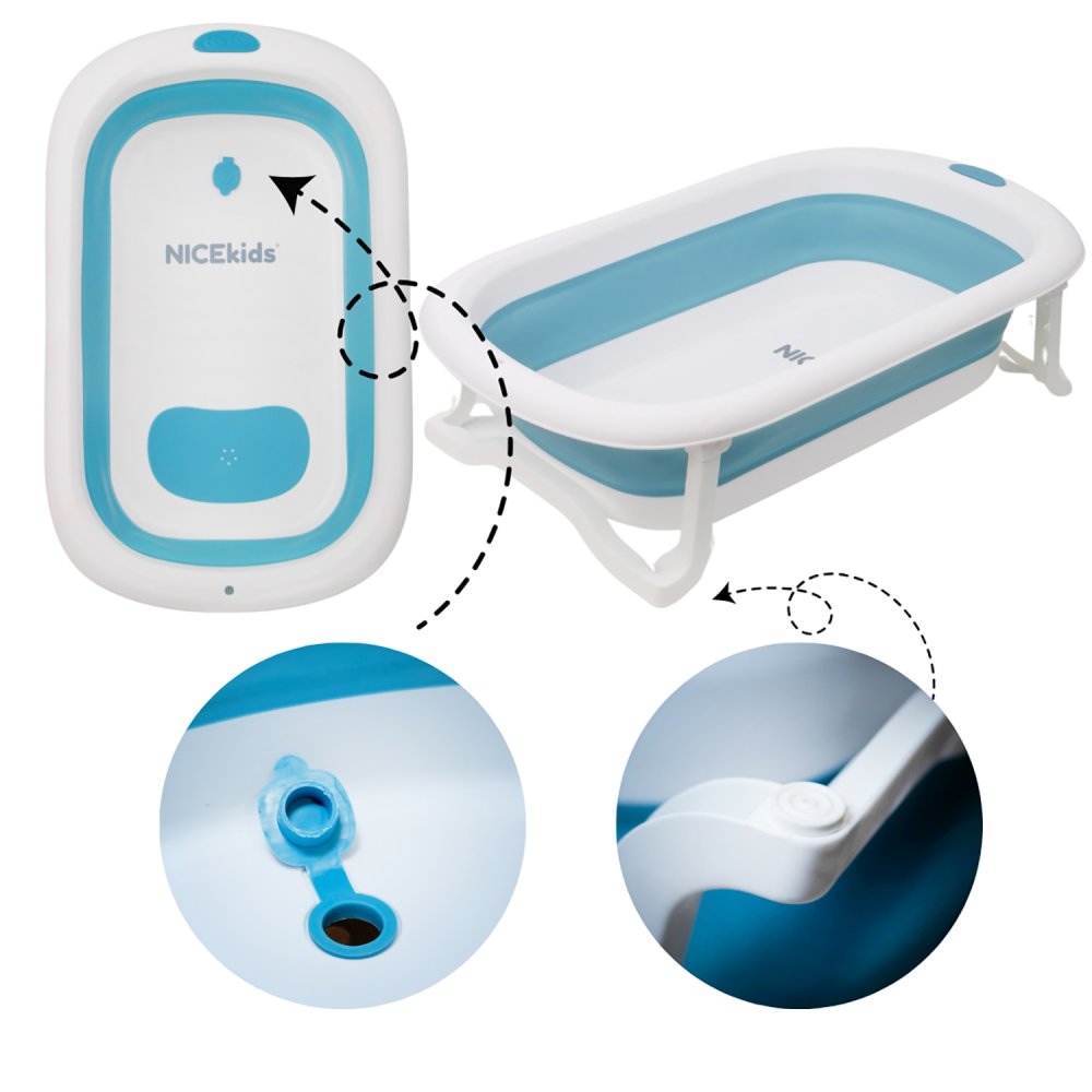 Bērnu salokamā vanna Nicekids, Zils/Balts | Folding Baby Bathtub (3)