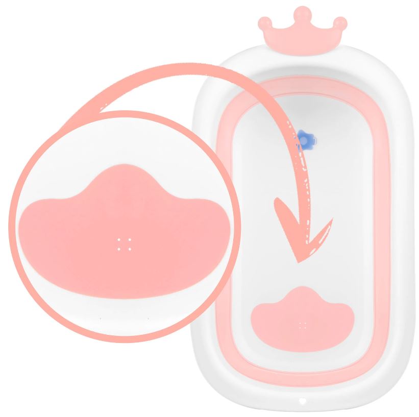 Salokāma bērnu vanniņa ar spilvenu RK-280, Balta / roza | Baby Bathtub (5)