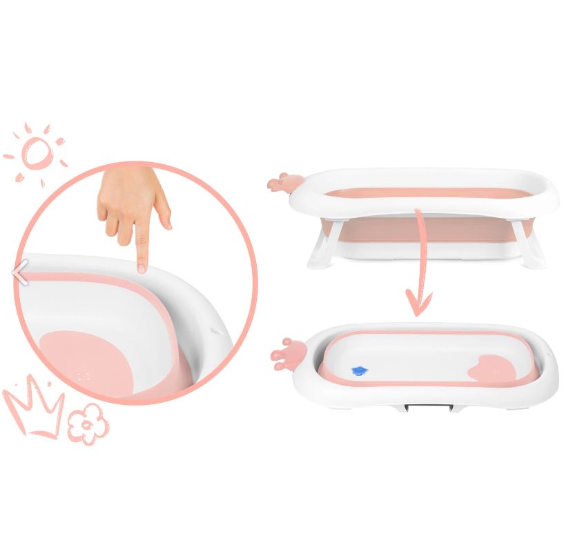 Salokāma bērnu vanniņa ar spilvenu RK-280, Balta / roza | Baby Bathtub (6)