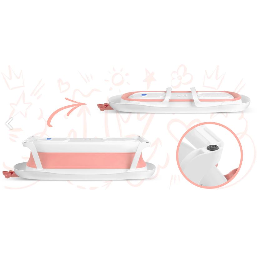 Salokāma bērnu vanniņa ar spilvenu RK-280, Balta / roza | Baby Bathtub (7)