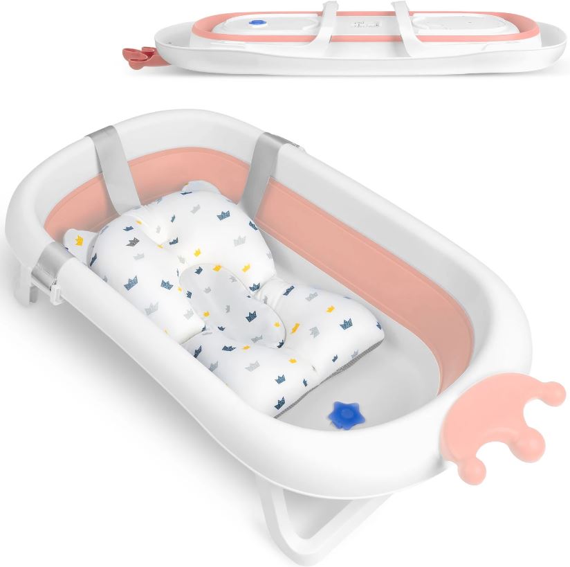 Salokāma bērnu vanniņa ar spilvenu RK-280, Balta / roza | Baby Bathtub (8)