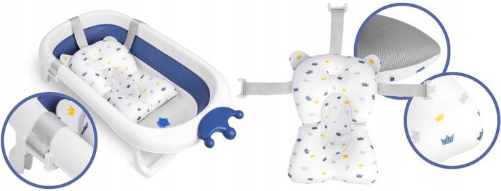 Salokāma bērnu vanniņa ar spilvenu RK-280, Balta / zila | Baby Bathtub (1)