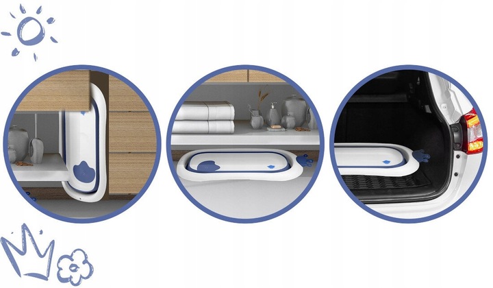 Salokāma bērnu vanniņa ar spilvenu RK-280, Balta / zila | Baby Bathtub (3)