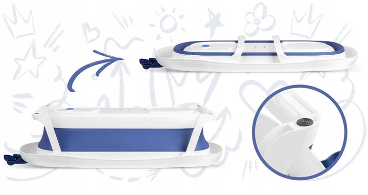 Salokāma bērnu vanniņa ar spilvenu RK-280, Balta / zila | Baby Bathtub (4)