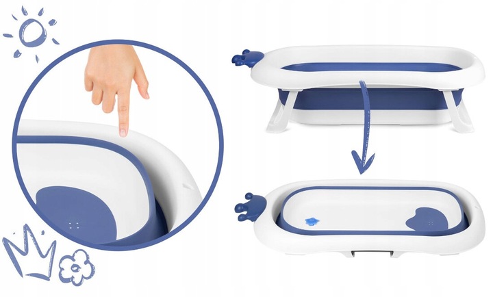 Salokāma bērnu vanniņa ar spilvenu RK-280, Balta / zila | Baby Bathtub (5)