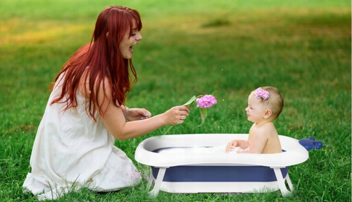 Salokāma bērnu vanniņa ar spilvenu RK-280, Balta / zila | Baby Bathtub (6)