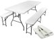 Saliekams Dārza Piknika Galds + 2 Soliņi, 180x74x74 cm, Balts | Folding Picnic Table