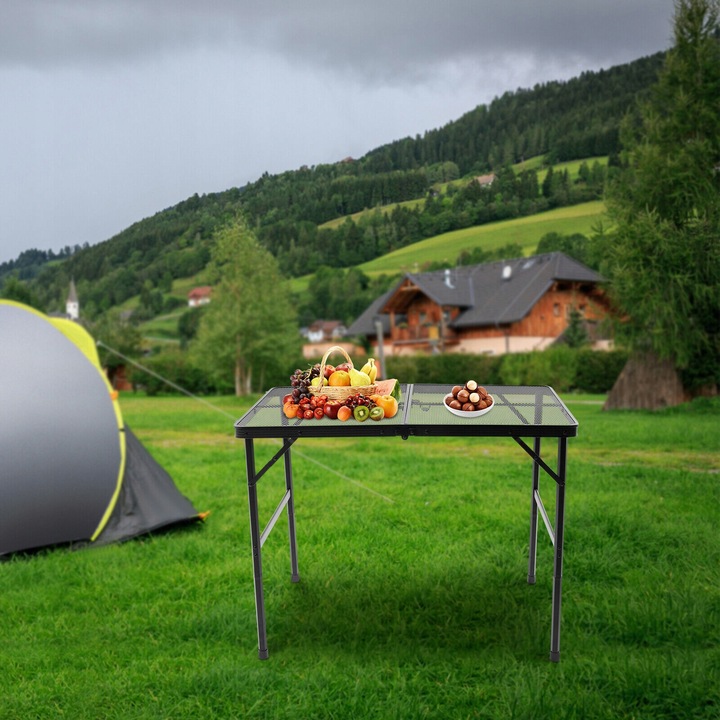 Saliekamais alumīnija pārgājienu galds, Melns | Folding Aluminium Travel Table (4)