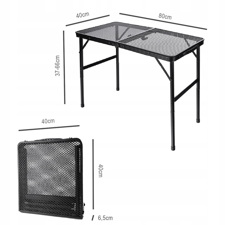 Saliekamais alumīnija pārgājienu galds, Melns | Folding Aluminium Travel Table (11)