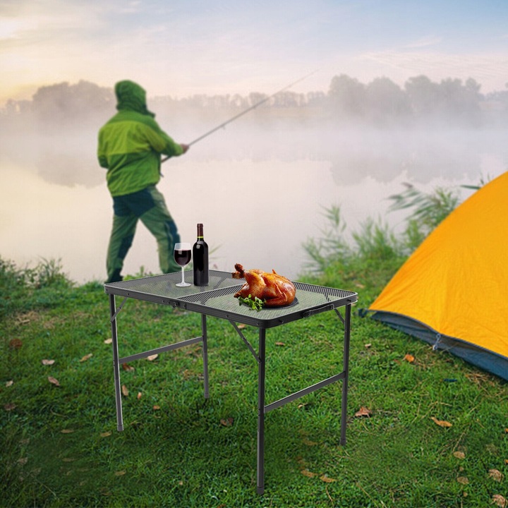 Saliekamais alumīnija pārgājienu galds, Melns | Folding Aluminium Travel Table (12)
