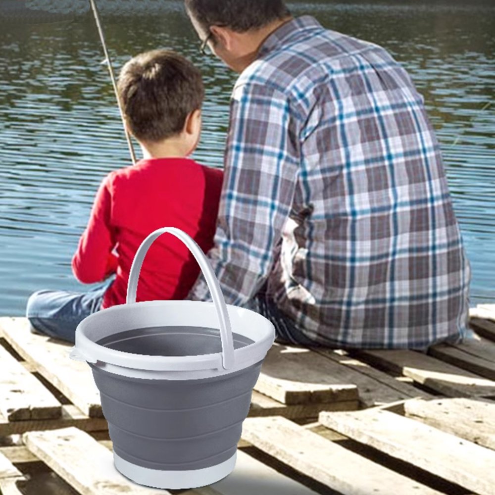 Salokāms Silikona Spainis ar Rokturi, 5L | Collapsible Foldable Silicone Bucket (3)