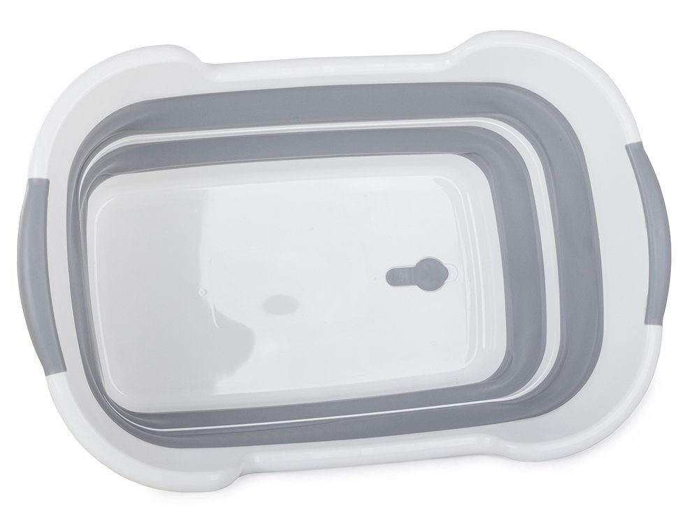 Silikona Saliekamā Bļoda ar Ūdens Noteku | Silicone Folding Bowl with Drain (1)