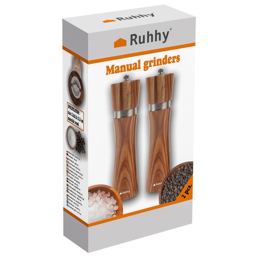 Rokas dzirnaviņu komplekts sāls un pipariem, 2 gab., 60 ml, brūns (0)