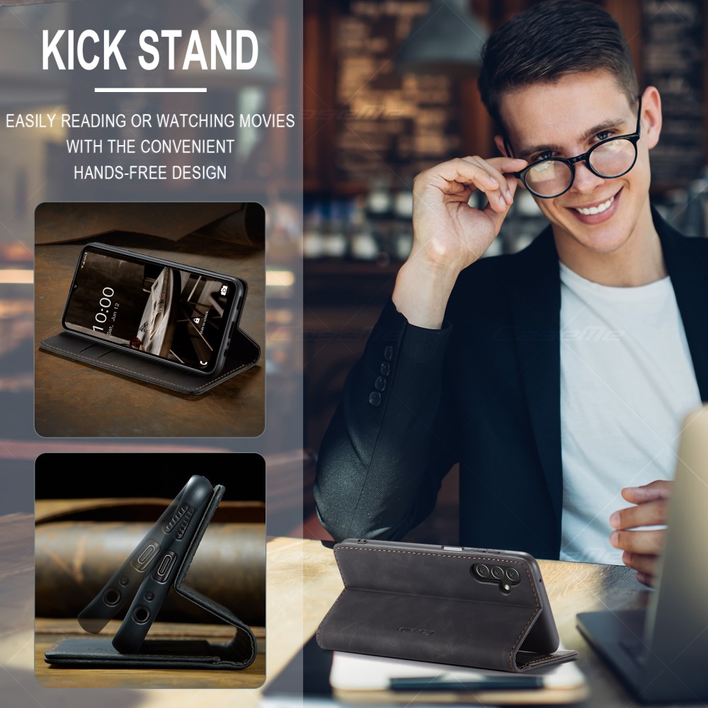 Samsung Galaxy A34 (SM-A346) CASEME Wallet Magnetic Leather Case Cover, Black | Telefona Vāciņš Maciņš Apvalks... (2)