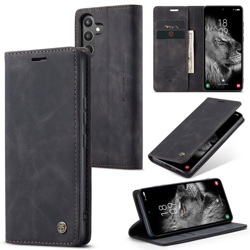 Samsung Galaxy A34 (SM-A346) CASEME Wallet Magnetic Leather Case Cover, Black | Telefona Vāciņš Maciņš Apvalks... (6)