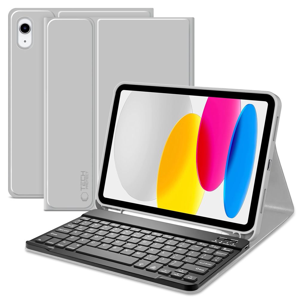 Apple iPad 11'' (2025) (A3355, A3356, A3354) Tech-Protect SC Pen Case Cover with Bluetooth Keyboard, Gray | Vāks Apvalks Pārvalks Grāmatiņa Planšetdatoram ar Klaviatūru