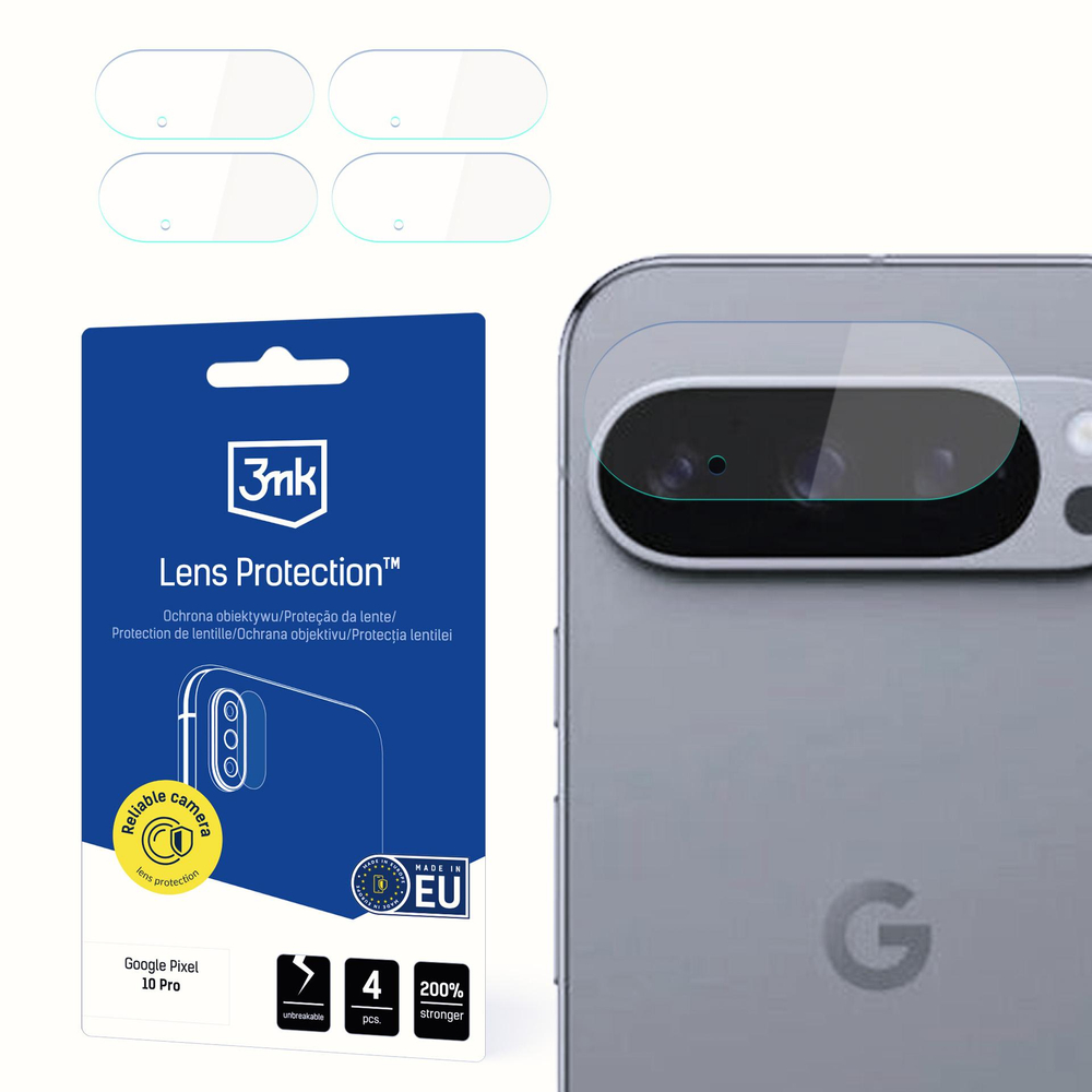 Google Pixel 10 Pro Aizmugurējās Kameras Aizsargstikls, 4 gab. | 3MK Lens Protection Back Camera Tempered Glass Protector