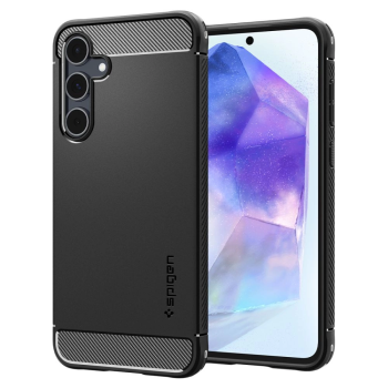 Samsung Galaxy A55 ( SM-A556B/DS ) Spigen Rugged Armor Case Cover, Black | Telefona Maciņš Vāks Apvalks Bampers