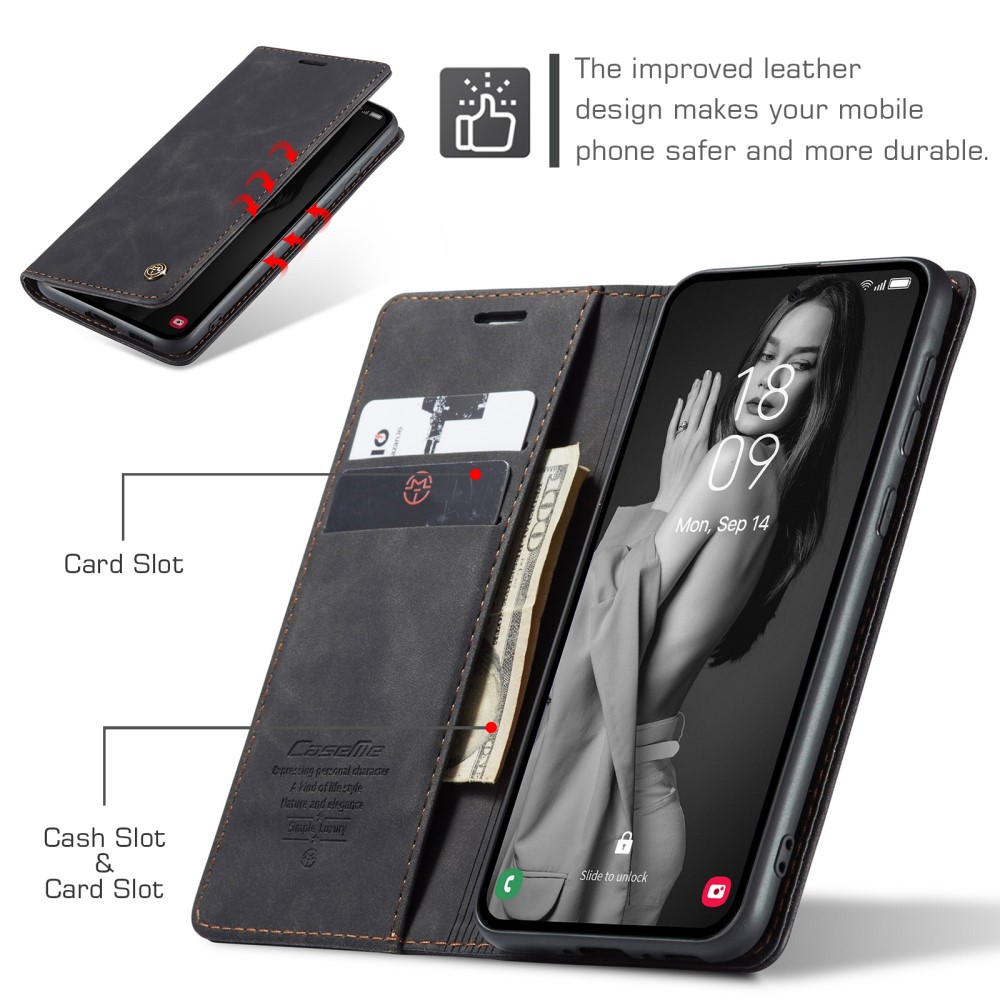 Samsung Galaxy A55 ( SM-A556B/DS ) CASEME Wallet Magnetic Leather Case Cover, Black | Telefona Vāciņš Maciņš... (4)