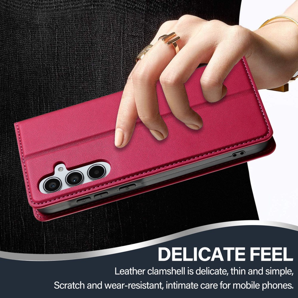 Samsung Galaxy A55 ( SM-A556B/DS ) LC.IMEEKE PU Leather Wallet Protective Book Case Cover, Red | Telefona Vāciņš... (0)
