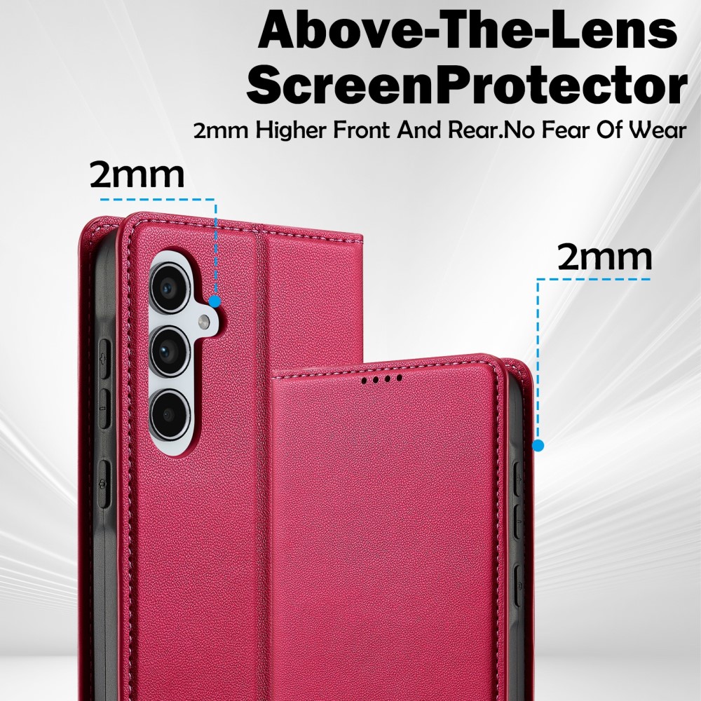 Samsung Galaxy A55 ( SM-A556B/DS ) LC.IMEEKE PU Leather Wallet Protective Book Case Cover, Red | Telefona Vāciņš... (3)