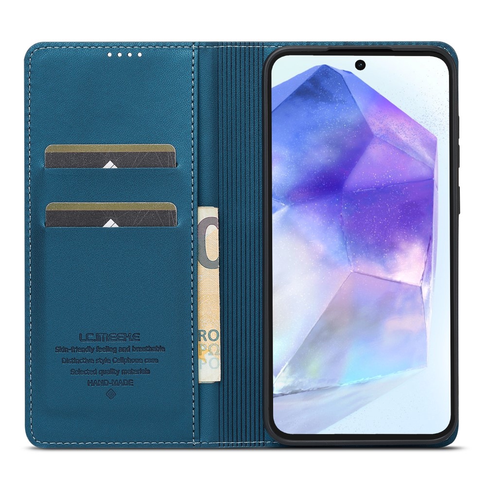 Samsung Galaxy A55 ( SM-A556B/DS ) LC.IMEEKE PU Leather Wallet Protective Book Case Cover, Blue | Telefona Vāciņš... (3)