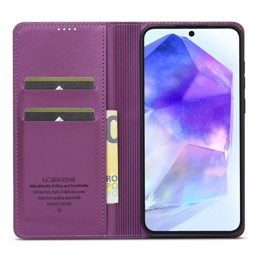Samsung Galaxy A55 ( SM-A556B/DS ) LC.IMEEKE PU Leather Wallet Protective Book Case Cover, Purple | Telefona Vāciņš... (3)