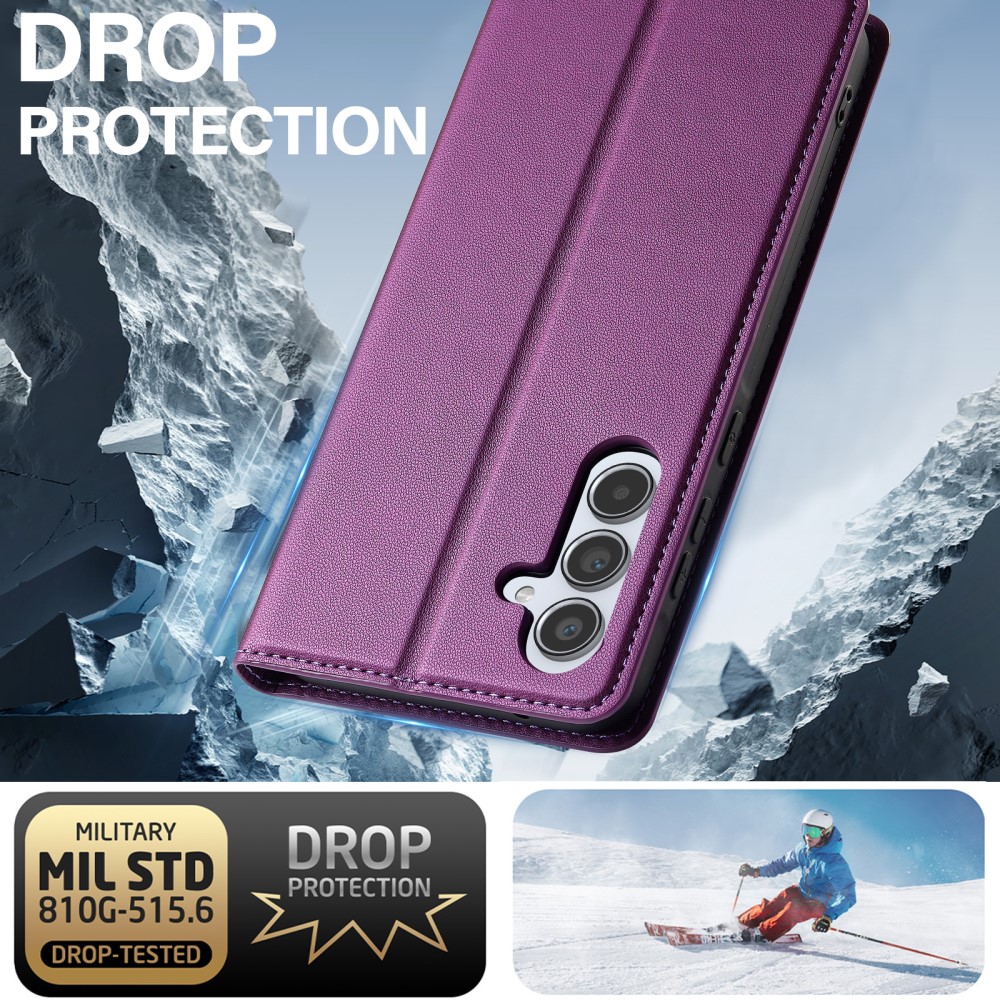 Samsung Galaxy A55 ( SM-A556B/DS ) LC.IMEEKE PU Leather Wallet Protective Book Case Cover, Purple | Telefona Vāciņš... (5)